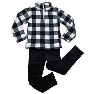 Girls Cozy Plaid Sz 6 Outfit Buffalo Check Fleece Shirt Black Super Skinny Jeans